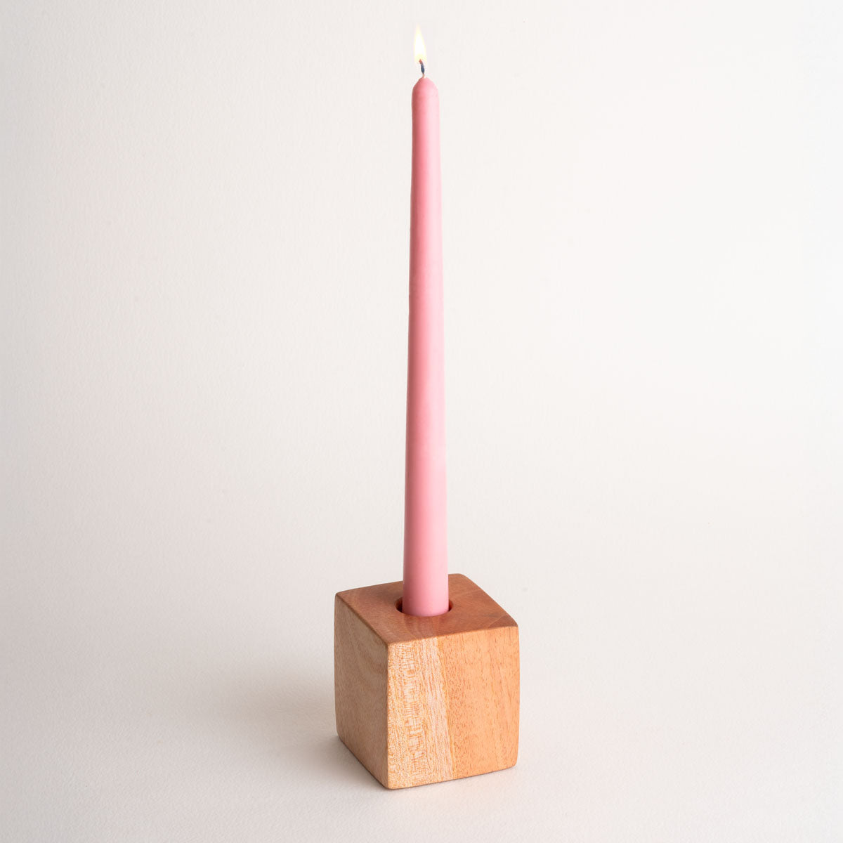 Handcrafted Solid Mahogany Wood Taper Candle Stand (Single Piece, Candles Not Included)